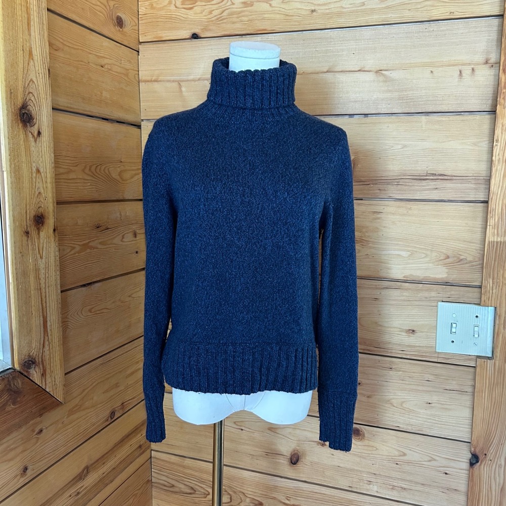 Turtleneck Sweater Women Size Large Indigo Mix Cashmere Angora Marks & Spencer